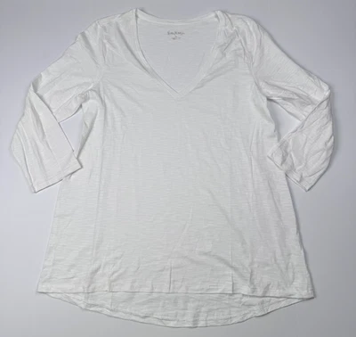 Camisa Lilly Pulitzer Mujer Mediana Blanca Cuello en V Manga 3/4 Túnica Algodón Foto 1 de 4
