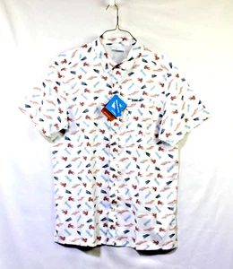 Columbia Pfg Men's Sz L Super Slack Tide Camp Omni-Shade Upf 40 Shirt Lure Print - Picture 1 of 10