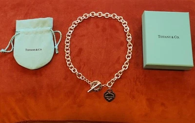 Gargantilla Tiffany & Co. 16" Plata de Ley 925 Regreso al Corazón Etiqueta Palanca Collar Foto 1 de 4