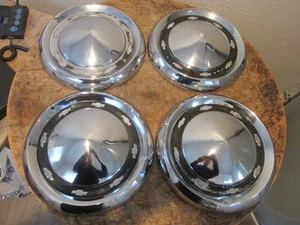 SET OF 4 DOG DISH 10 1/2" HUBCAPS FOR 1956 CHEVROLET BEL AIR OR 210 - Picture 1 of 15
