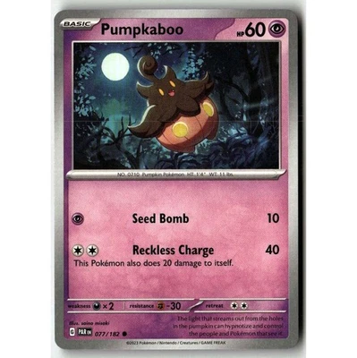 Pumpkaboo 077/182 Sv04: Paradox Rift - Regular Common - Pokemon TCG Card  - Image 1 of 3