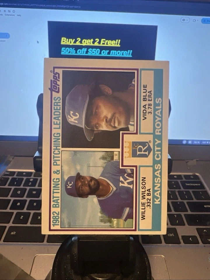 1983 Topps #471 Willie Wilson Vida Blue 1982 Batting & Pitching Leaders CL Marke - Image 1 of 1