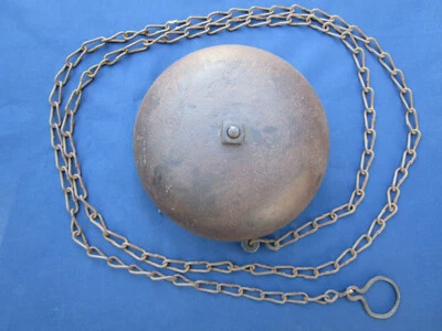  Ancienne grosse sonnette chaîne porte de magasin boutique dia. cloche 18 cm fer - Photo 1/4