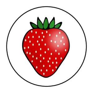 30 1.5" STRAWBERRY ROUND STICKERS ENVELOPE SEALS FAVOR LABELS - Picture 1 of 1