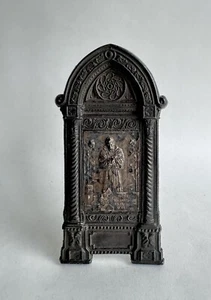 Ancien plaque bronze Ricordo del Santuario di San Francesco D’assisi catholique - Imagen 1 de 8