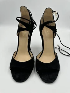 Ivanka Trump Women's heels Lace Up Open Toe Suede HEEL BLACK Lace Up 9M - Picture 1 of 7