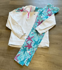 Vineyard Vines Little Girl’s Medium Starfish Conch 1/4 Zip Jacket & Leggings - Picture 1 of 8