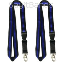 Two (2) LANYARDS with Attached Key Chains Thin Blue Line Police Officer Support