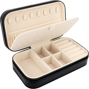 Travel Jewelry Box, PU Leather Portable Jewelry Case, Small Jewelry Boxes for G - Picture 1 of 11