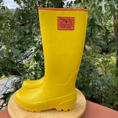 Ralph Lauren Proprietor Botas de Lluvia de Goma Amarillas para Mujer’s 5 EU 37 Logo Impermeables Foto 1 de 4