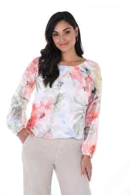 Frank Lyman 246163 UK Size 10 Orange/Multi Floral Print Top Original Price £162 - Image 1 of 2