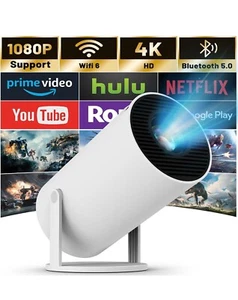Mini Projector with WIFI 6 and Bluetooth 4K 1080P Support Portable Rotatable/new - Picture 1 of 7