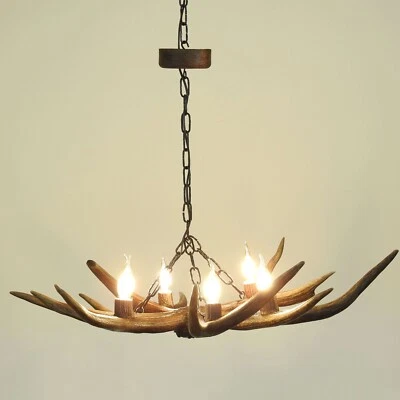 6 Arms Real Antler Chandelier - Image 1 of 4