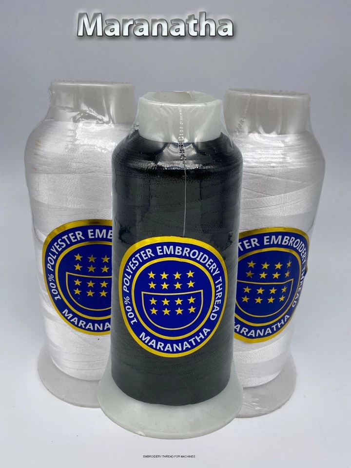3 X  cones , white black   Embroidery machine polyester thread 5000 yds  - Image 1 of 1