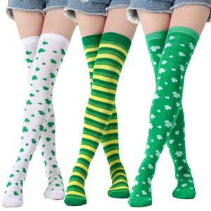 Mujeres Calcetines de Baile Trébol de la Suerte Rayas Sobre las Rodillas Fiesta Calcetines Verdes 29841 - Imagen 1 de 35