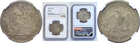 1865 Seated Liberty Half Dollar NGC XF-45 Cover