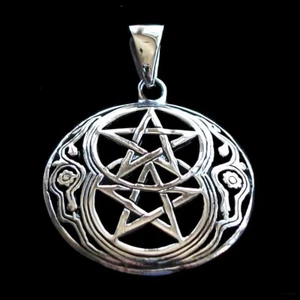 Twin Pentacle Pentagram Sterling Silver Pendant P021 - Picture 1 of 6