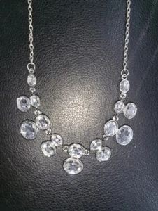 Beautiful Statement Ladies Silver Diamante Necklace Jewellery - Picture 1 of 7