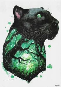 Panther Tier Einmal Tattoo Wald Temporary Tattoo Temporäre Tattoo Body Sticker - Picture 1 of 1