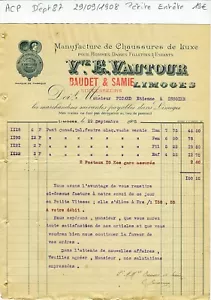 Dépt 87 - Limoges - Petite Entête d'une Manufacture de Chaussures du 29/09/1908 - Bild 1 von 1