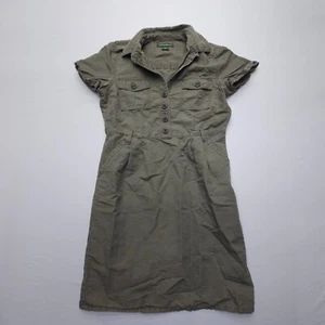 Eddie Bauer Cotton Linen Shirt Dress Womens 8 Green Camping Outdoor Cottage - Picture 1 of 11