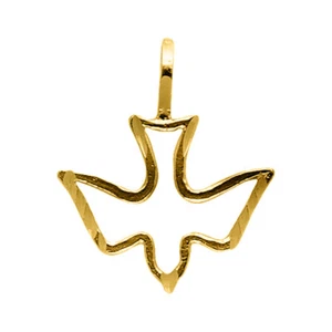 Genuine 14k Yellow Gold 0.55" Holy Spirit Dove Small Lightweight Pendant - Picture 1 of 5