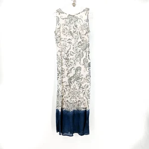 Alberto Makali Boho Maxikleid ärmellos Dip Dye Saum weiß blau Damen Medium - Bild 1 von 4