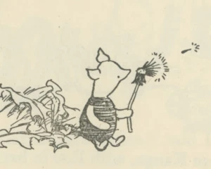 Impresión artística de Winnie-the-Pooh 1926 - Lechón soplando un diente de león de Ernest H Shepard - Imagen 1 de 3