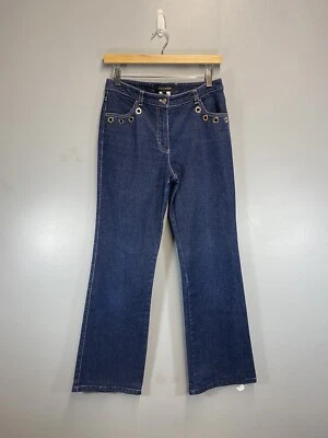 Jeans jeans ESCADA alargamento perna larga ilhós azuis tamanho 38 / Reino Unido 10-12 - Imagem 1 de 4