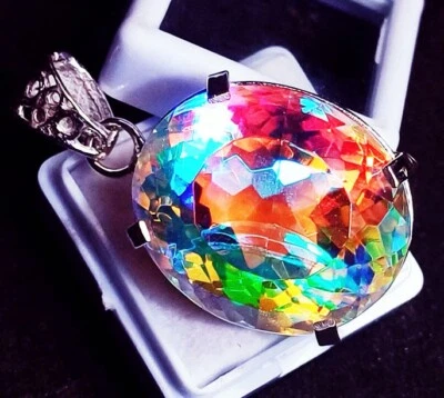 Mystic Quartz Multi-Color GS Solid Silver 80.70 Ct Loose Gems Certified Pendant - Image 1 of 4