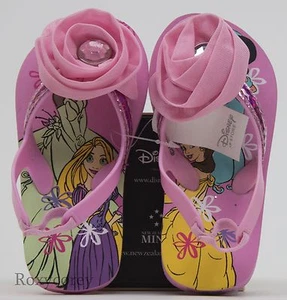 Disney Toddler Girls Pink Flower Princess Thong Flip Flops Size 7/8 NWT - Picture 1 of 2
