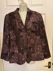 M&S Womens Multicoloured Chocolate Mix Argyle/Diamond Cotton BlendBlazer Size 18 - Picture 1 of 13