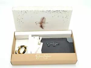 Jessica Simpson Stay Wild & Stay Together schwarze Geldbörse Leopard Ohrringe Geschenkbox - Bild 1 von 10