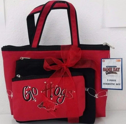 university of Arkansas Razorbacks Ladies 3 piece Cosmetic Bag Set Cover