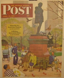 1945 SATURDAY EVENING POST Mead Schaeffer ROMANCE Under Shakespeare NYC Poster - Picture 1 of 11