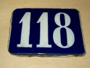 Plaque Ancienne Porcelaine Rue N° 118       XIX ème Siècle - Picture 1 of 2