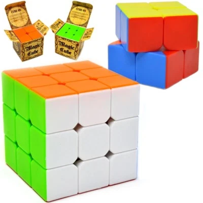Speed Cube Set Magic Cubes 2x2x2, 3x3x3 Stickerless Puzzle - Image 1 of 3