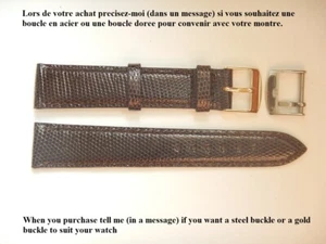 18 mm BRACELET EN LEZARD VÉRITABLE MARRON FONCÉ TRES BELLE QUALITÉ FRANCAISE - Picture 1 of 11