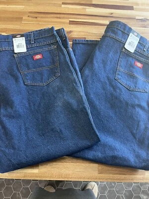 Dickie's Size Men's 50x30 Dark Blue Denim Work Jeans Casual Pants 100% Cotton - Image 1 of 4