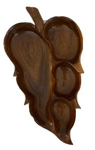 Monkey Pod Divided Serving Bowl Leaf Vintage Honolulu Hawaii 19.5”x10.5” READ - Picture 1 of 12