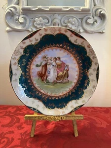 Antique Victoria Carlsbad Austria Teal & Gold Gilt Cabinet Plate Sgn Kaufmann - Picture 1 of 4