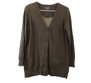 IZOD Cárdigan Suéter Top Mujer Talla Mediana 2 Piezas Look Marrón Pullover Largo Sl - Imagen 1 de 7