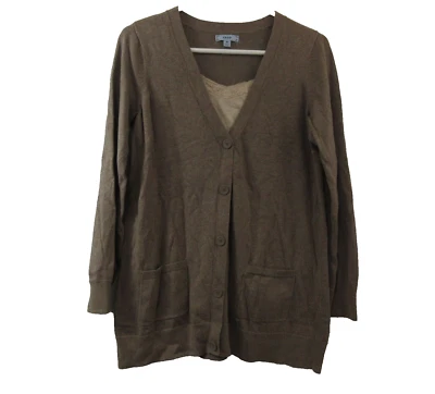 IZOD Cárdigan Suéter Top Mujer Talla Mediana 2 Piezas Look Marrón Pullover Largo Sl Foto 1 de 4