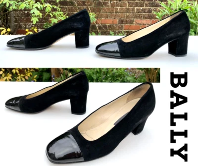 Zapatos Bally Court vintage 'SHERO' NEGROS gamuza con punteras de charol 38,5 (Reino Unido 5,5) Foto 1 de 4