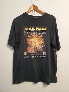 vintage star wars shirt size large phantom menace game lucasarts 1999 episode 1