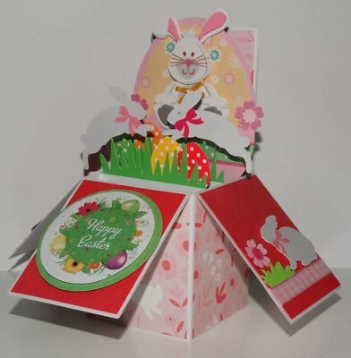 Happy Easter Day, Bunny, Handmade Box Pop up greeting card - Image 1 of 4