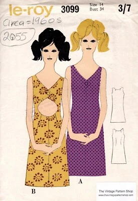 1960s Vintage Sewing Pattern B34in DRESS (2055) By Le Roy 3099 BIBA - Image 1 of 3