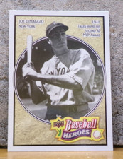 COOL BASEBALL CARD JOE DiMAGGIO NEW YORK YANKEES UPPER DECK BASEBALL HEROES