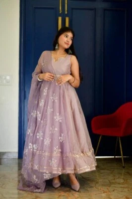 PRESENTING PURE COTTON SILK LONG GOWN WITH DESIGNER DUPATTA FOR WEDDING WEAR - Image 1 of 4