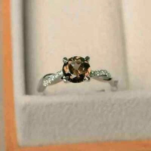 1.00Ct Round Cut Simulated Diamond Women's Ring 14K White Gold Plated - Picture 1 of 6